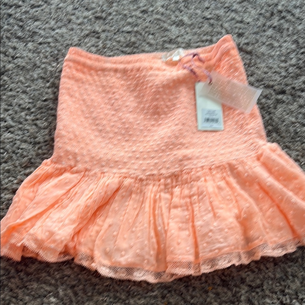 LoveShackFancy peach colored  Mini Skirt